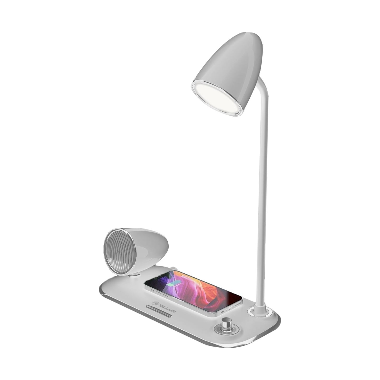 Tellur Nostalgia Wireless Desk Charger, Bluetooth Speaker, Desk Lamp white