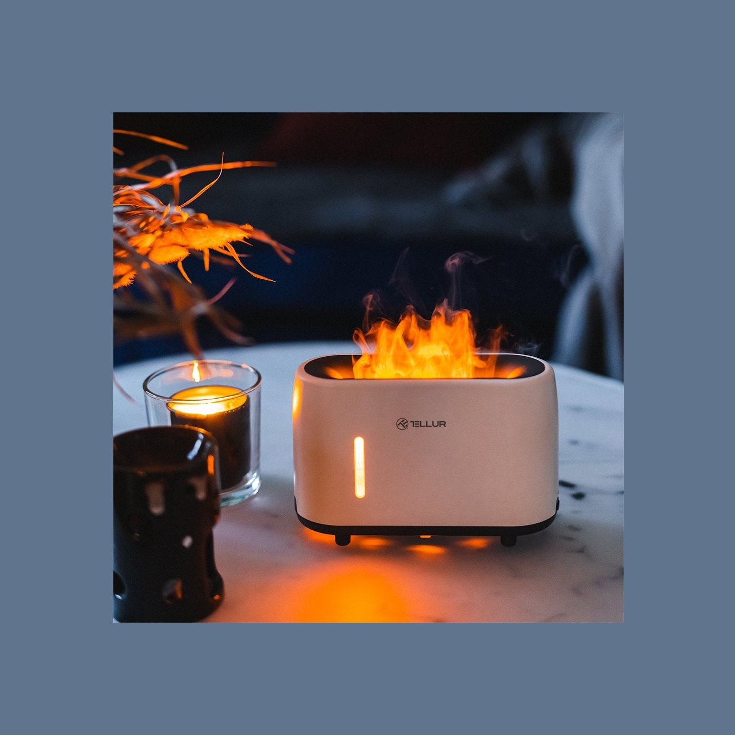 Tellur Flame aroma diffuser 240ml, 12 hours, remote control, white