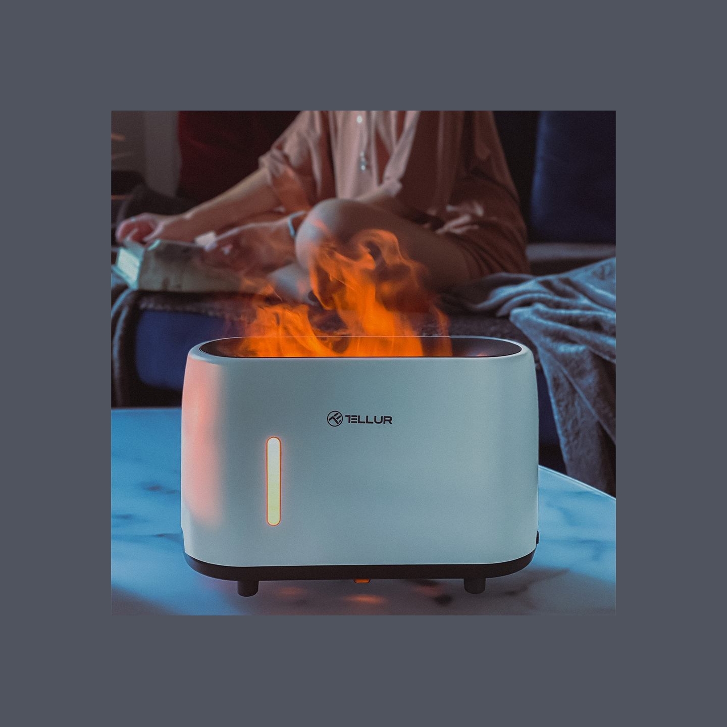 Tellur Flame aroma diffuser 240ml, 12 hours, remote control, white