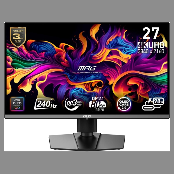 MSI Monitor MPG 272URX QD-OLED LED/UHD/FLAT/240Hz/26.5cala/Black