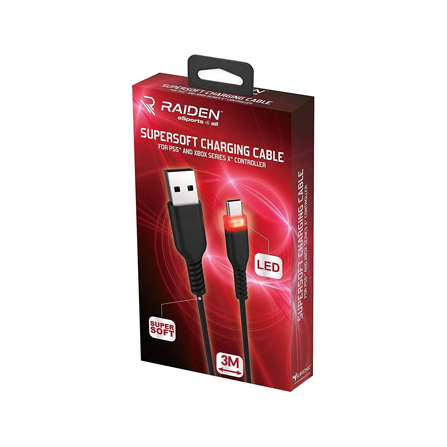 Subsonic Supersoft Charging Cable USB-C for PS5/Xbox/Switch