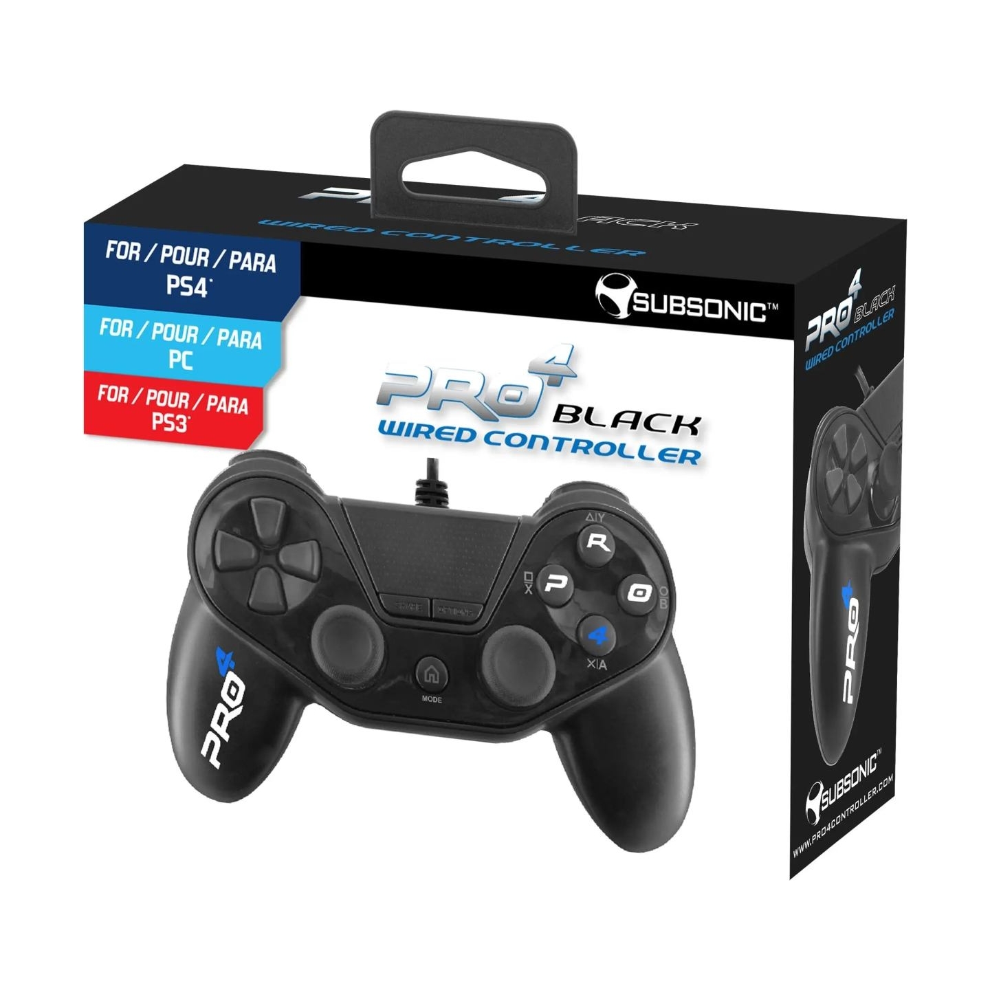 Subsonic Pro 4 Wired Controller for PS4 Black