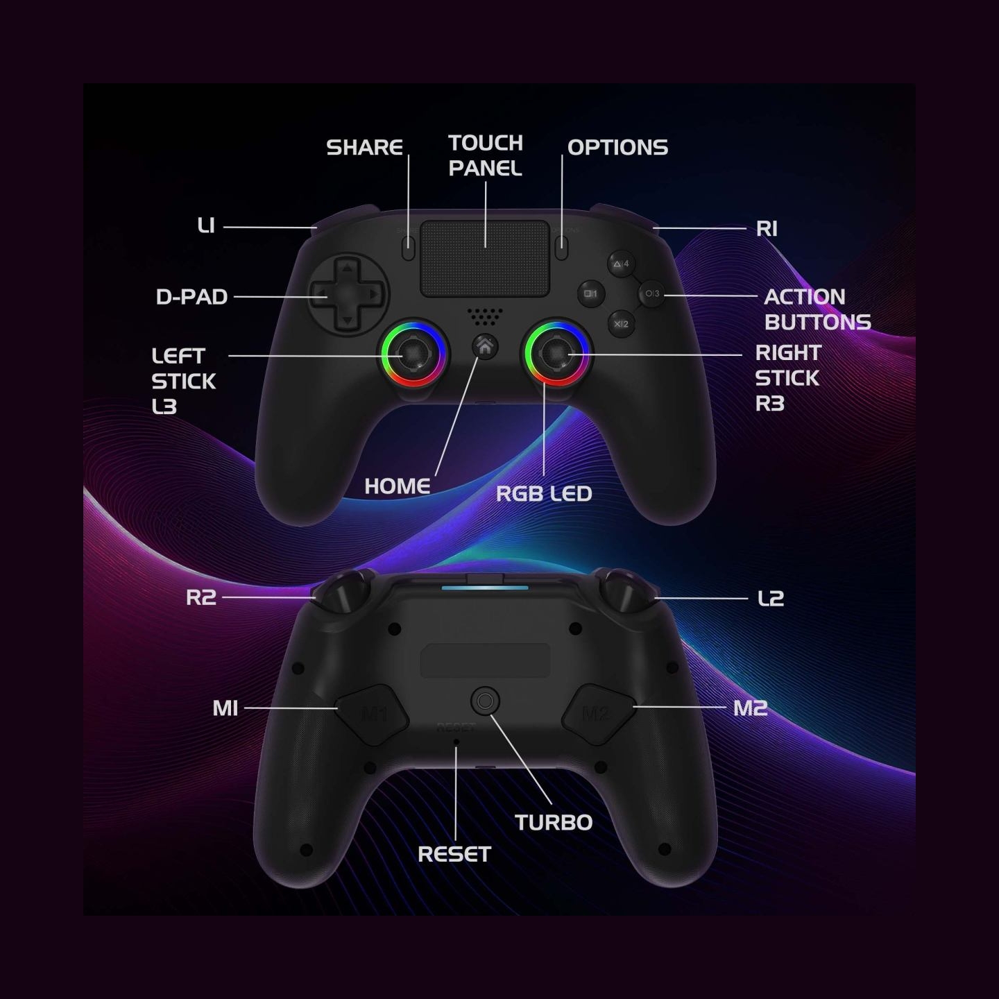 Subsonic Wireless Led Controller Black for PS5