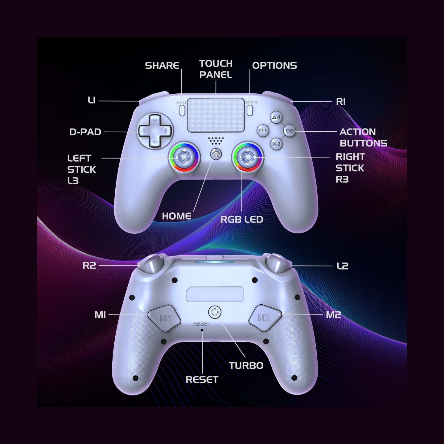 Subsonic Wireless Led Controller White for PS5