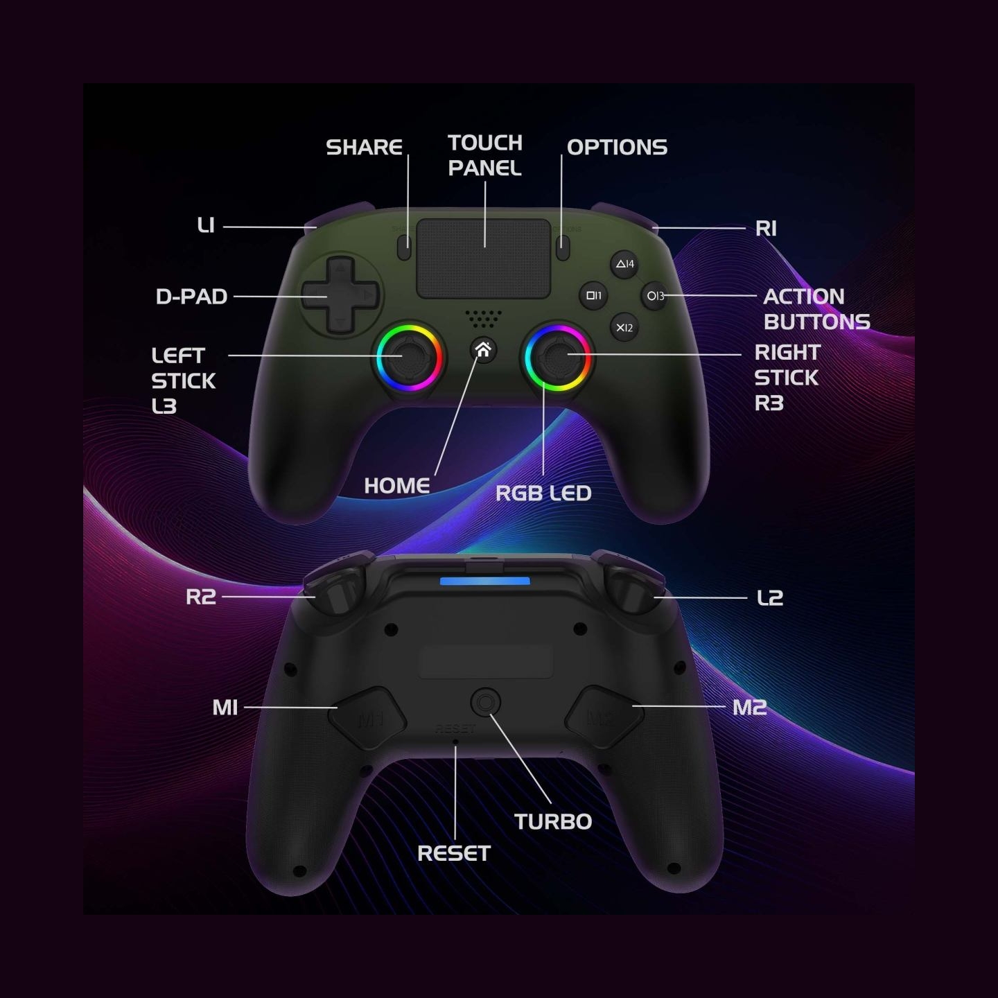 Subsonic Wireless Led Controller Green for PS5