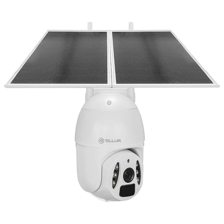 Tellur Smart WiFi Solar Camera P&T 3MP, 2K UltraHD, PIR, 20W solar panel, white