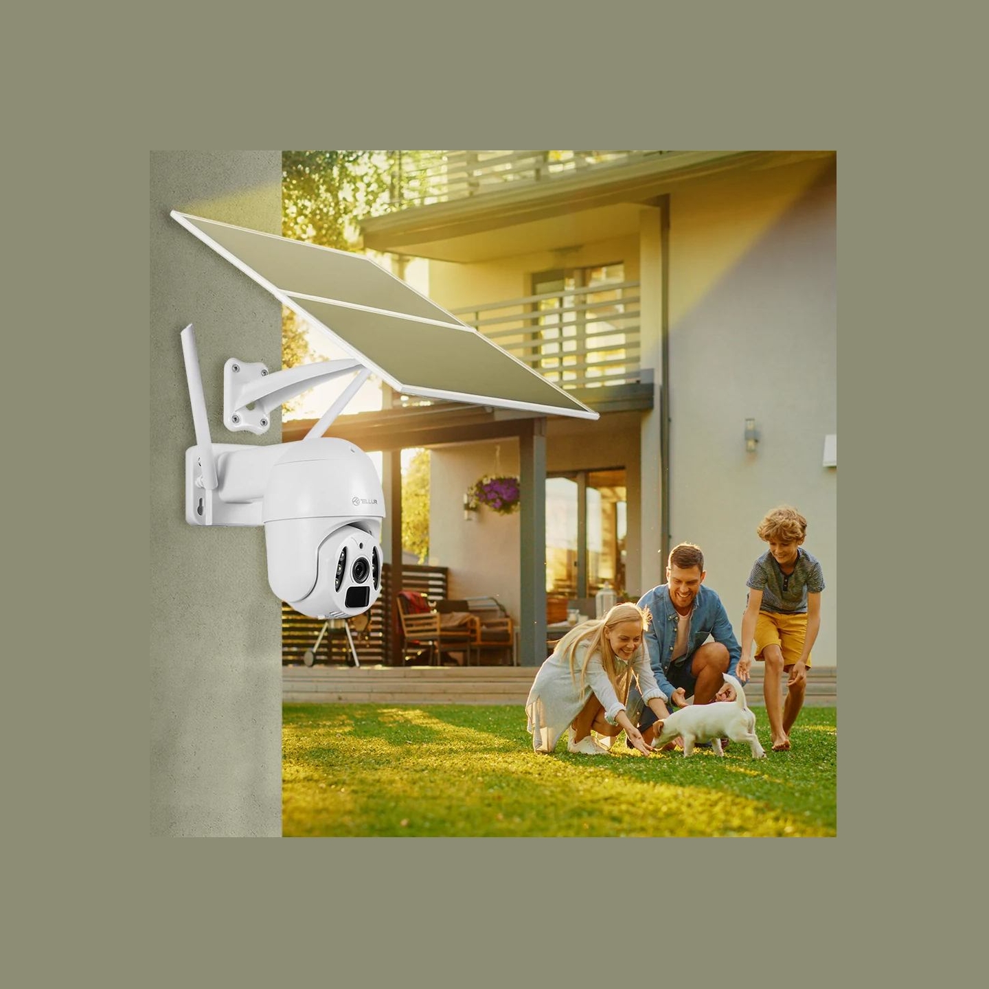 Tellur Smart WiFi Solar Camera P&T 3MP, 2K UltraHD, PIR, 20W solar panel, white