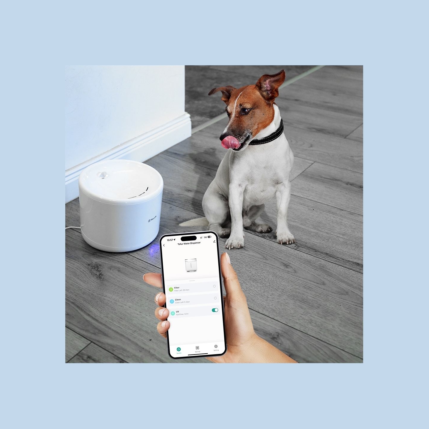 Tellur Smart WiFi Pet Water Dispenser, 2L white