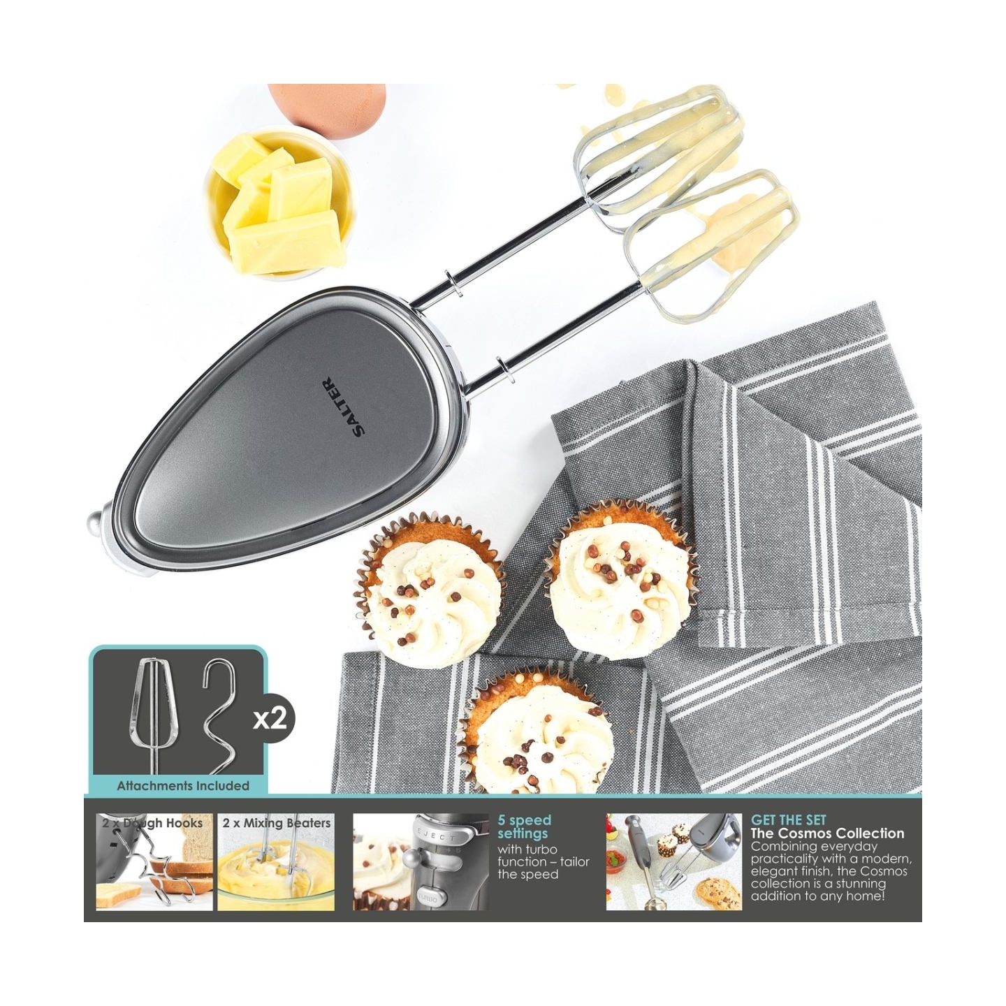 Salter EK4249COSVDEEU10 Cosmos Hand Mixer