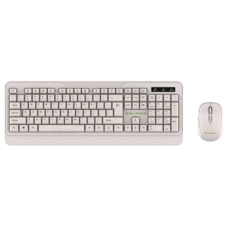 Tellur Green Wireless Keyboard and Mouse Nano Recever Creame