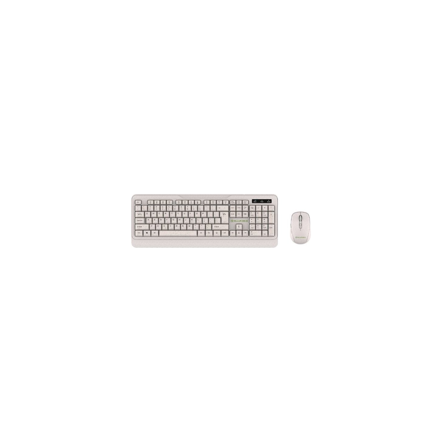 Tellur Green Wireless Keyboard and Mouse Nano Recever Creame
