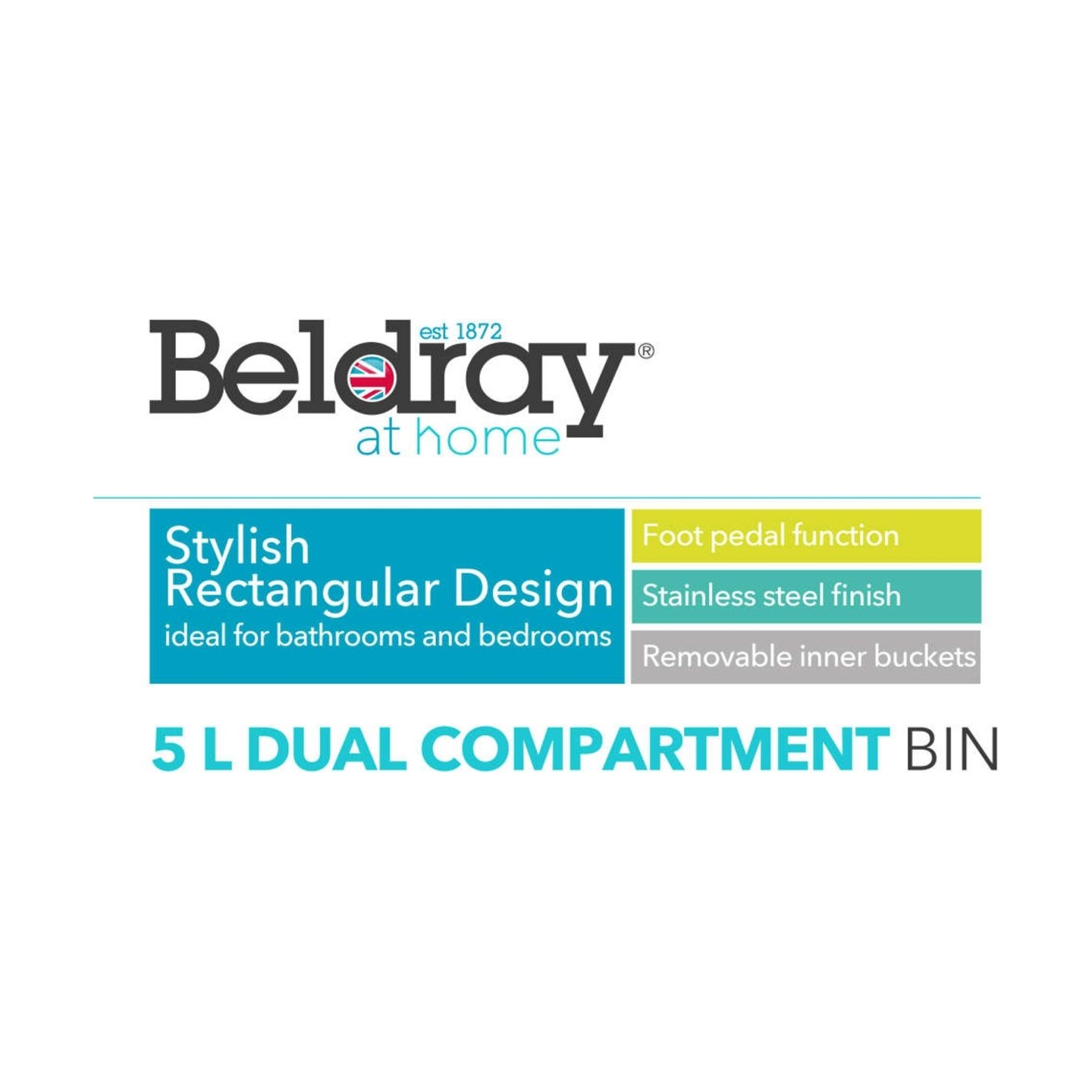 Beldray LA035235SSFEU7 5-Litre Dual Compartment Bin – Stainless Steel