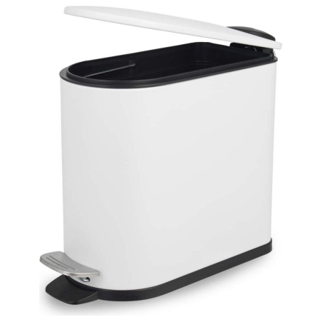 Beldray LA036690WHTPEU7  Slimline D-Shaped Pedal Bin  5-Litre, White