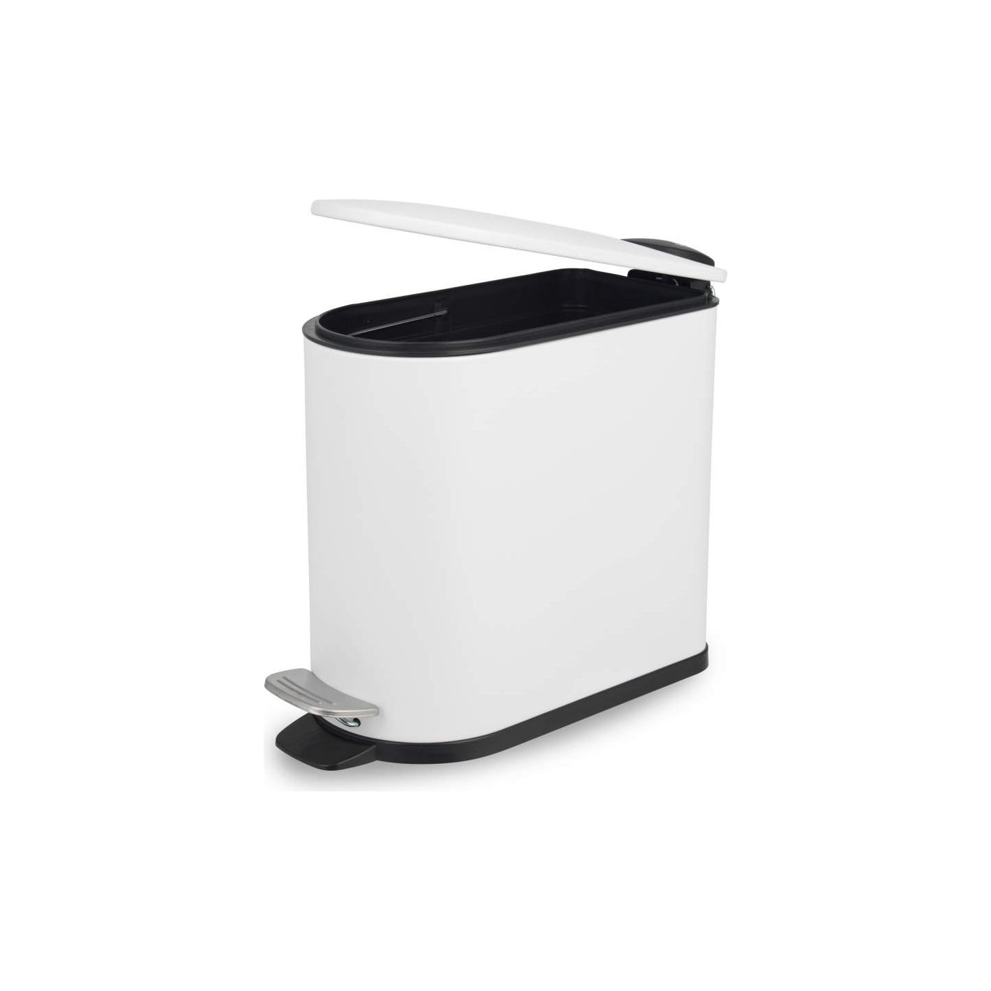 Beldray LA036690WHTPEU7  Slimline D-Shaped Pedal Bin  5-Litre, White