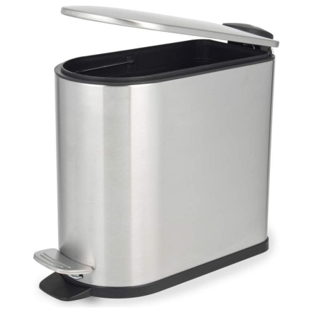 Beldray LA036683SSPEU7 Slimline D-Shaped Pedal Bin  5-Litre, Silver