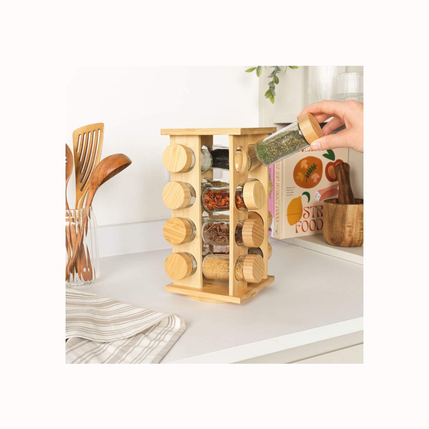 Salter BW127771 Bamboo Rotating Spice Rack