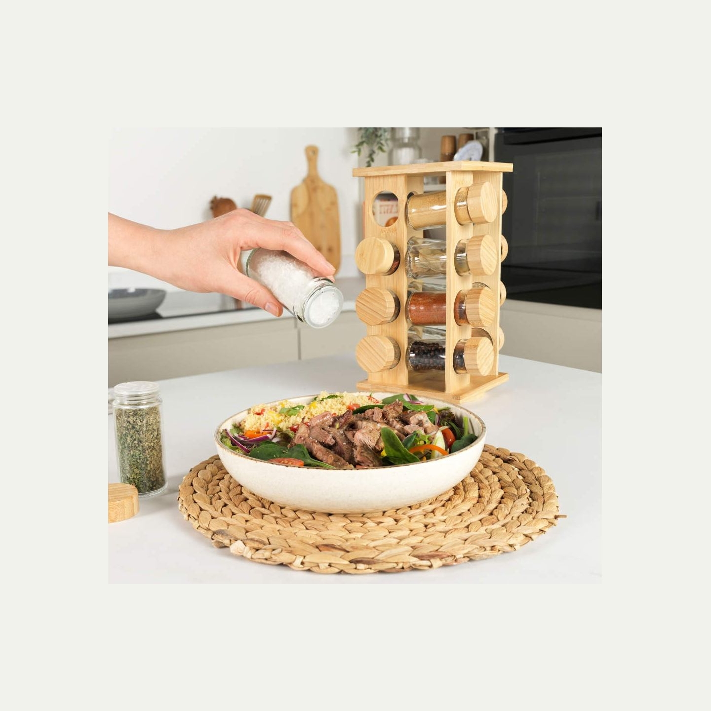 Salter BW127771 Bamboo Rotating Spice Rack