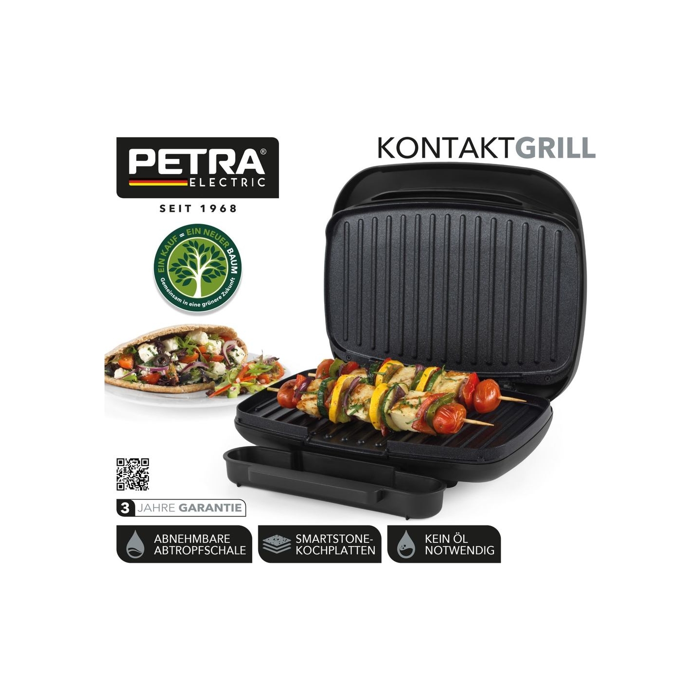 Petra PT4366MBLKVDE Health grill black
