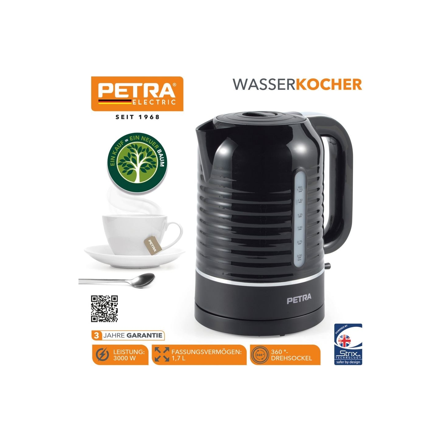 Petra PT5572BLKVDE Oscuro 3KW kettle