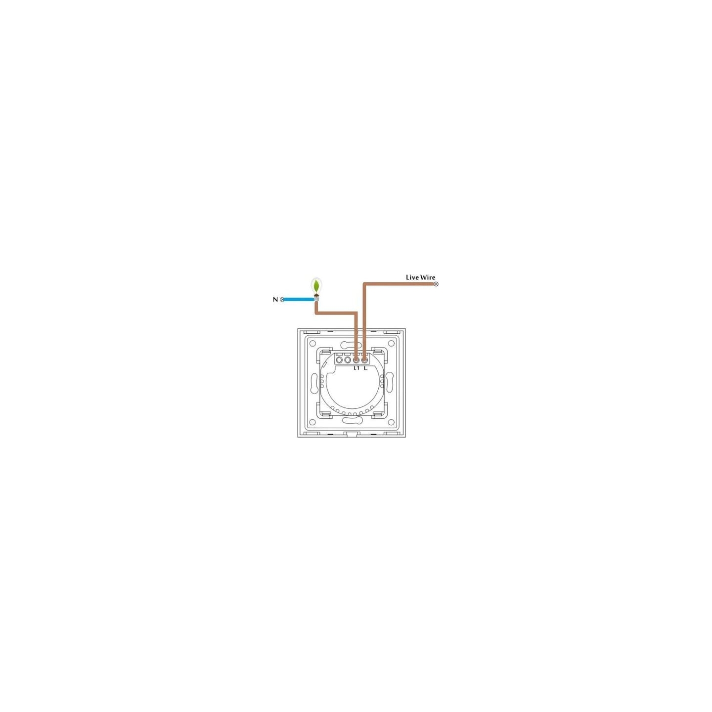 Spring One Gang, One Way Touch Switch, Glass Black