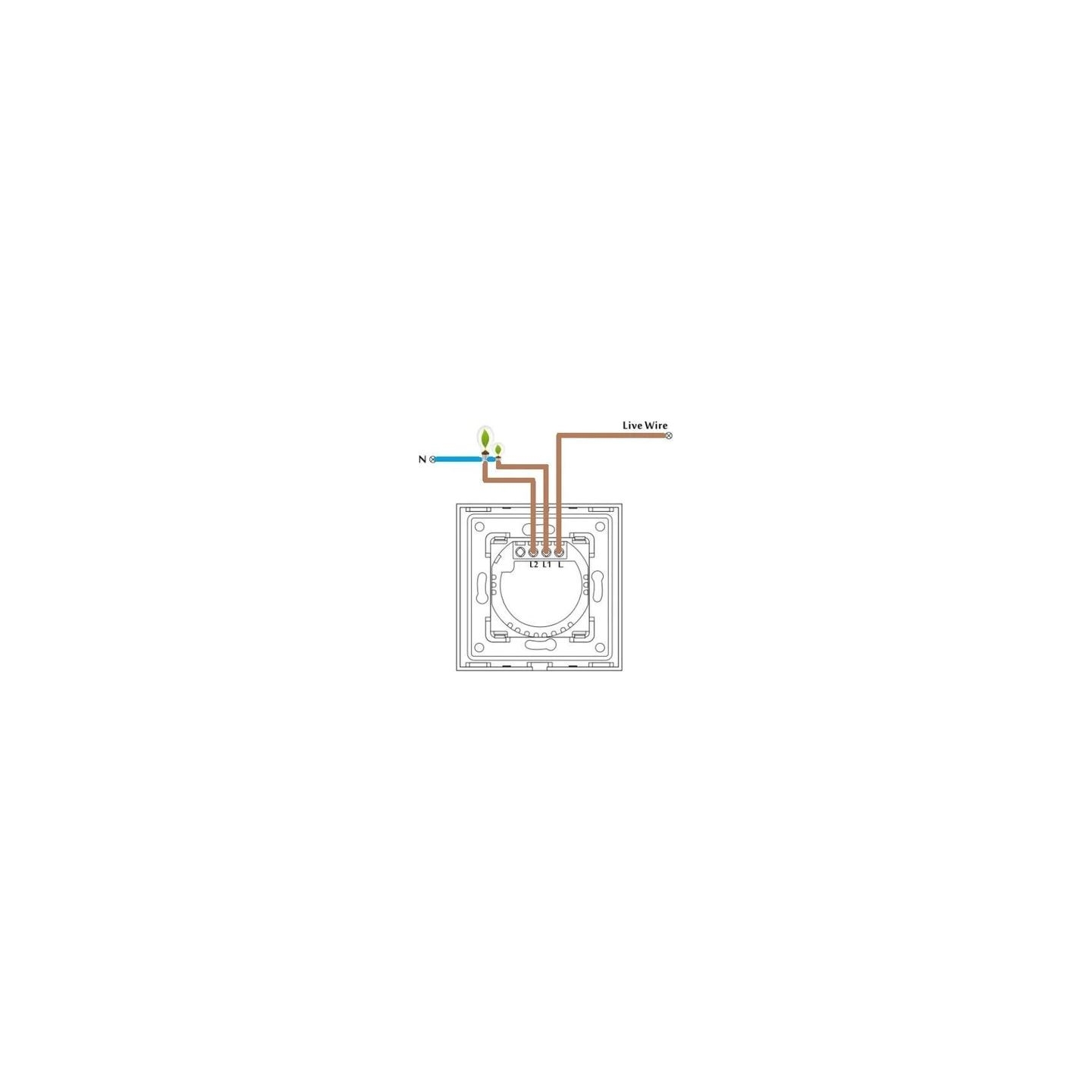Spring One Gang, One Way Touch Switch, Glass Black