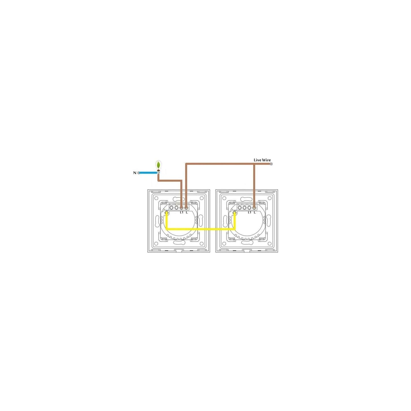 Spring One Gang, One Way Touch Switch, Glass Black