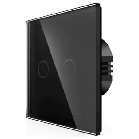 Spring Two Gang, One Way Touch Switch, Glass Black