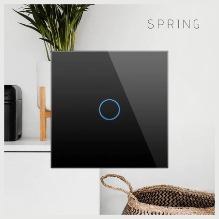 Spring Two Gang, One Way Touch Switch, Glass Black