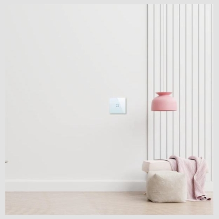 Spring One Gang, One Way Touch Switch, Glass White