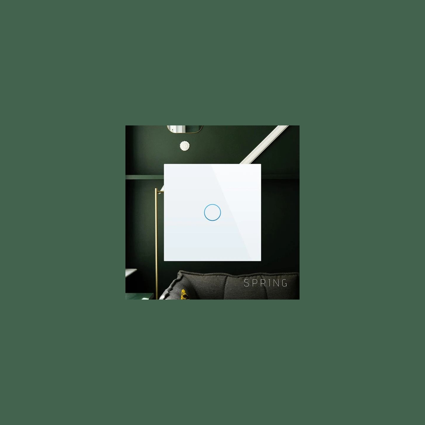 Spring One Gang, One Way Touch Switch, Glass White