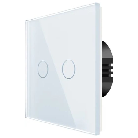 Spring Two Gang, One Way Touch Switch, Glass White
