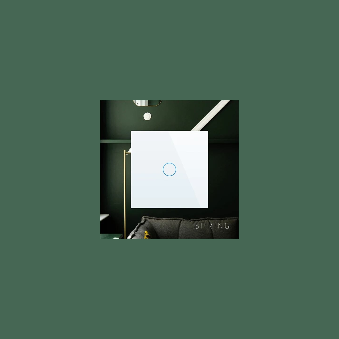 Spring Two Gang, One Way Touch Switch, Glass White