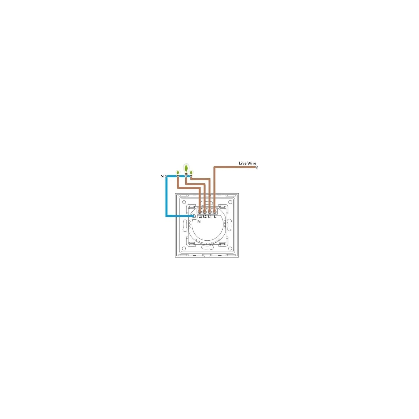 Spring Three Gang, One Way Touch Switch, Glass Black