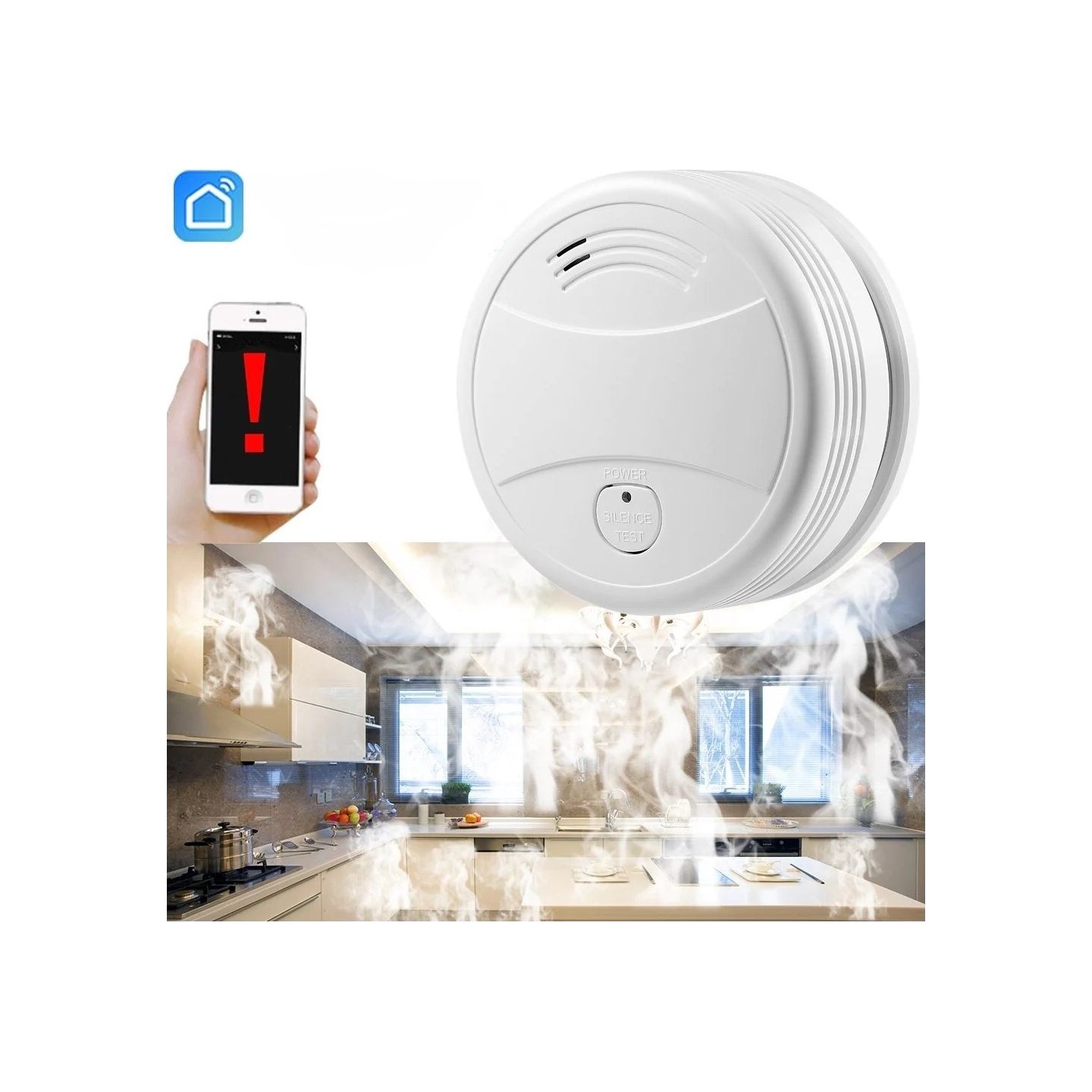 Spring Smart WiFi Photoelectric Smoke Detektor, White