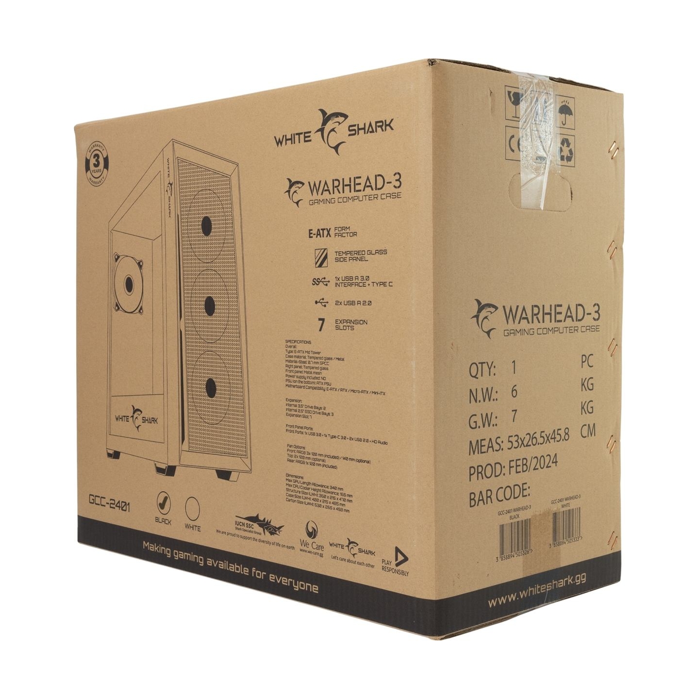 White Shark GCC-2401 Warhead-3 Black 4 Fans 12cm RGB