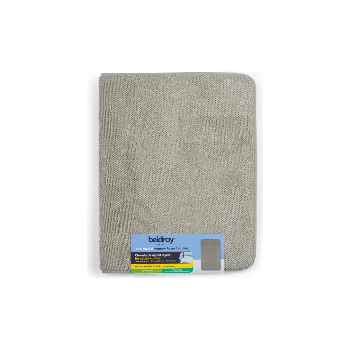 Beldray LA00000099NEU7 Anti-mould Memory Foam Bath Mat 50 x 80 cm, Grey