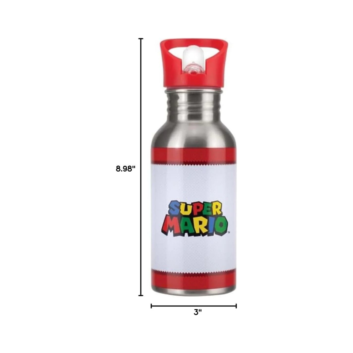 Paladone Super Mario Metal Water Bottle with Straw