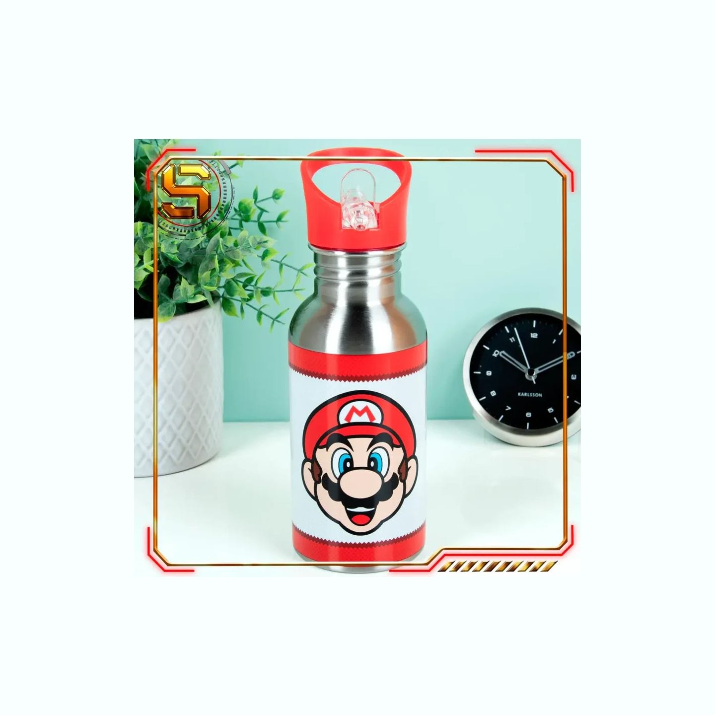 Paladone Super Mario Metal Water Bottle with Straw