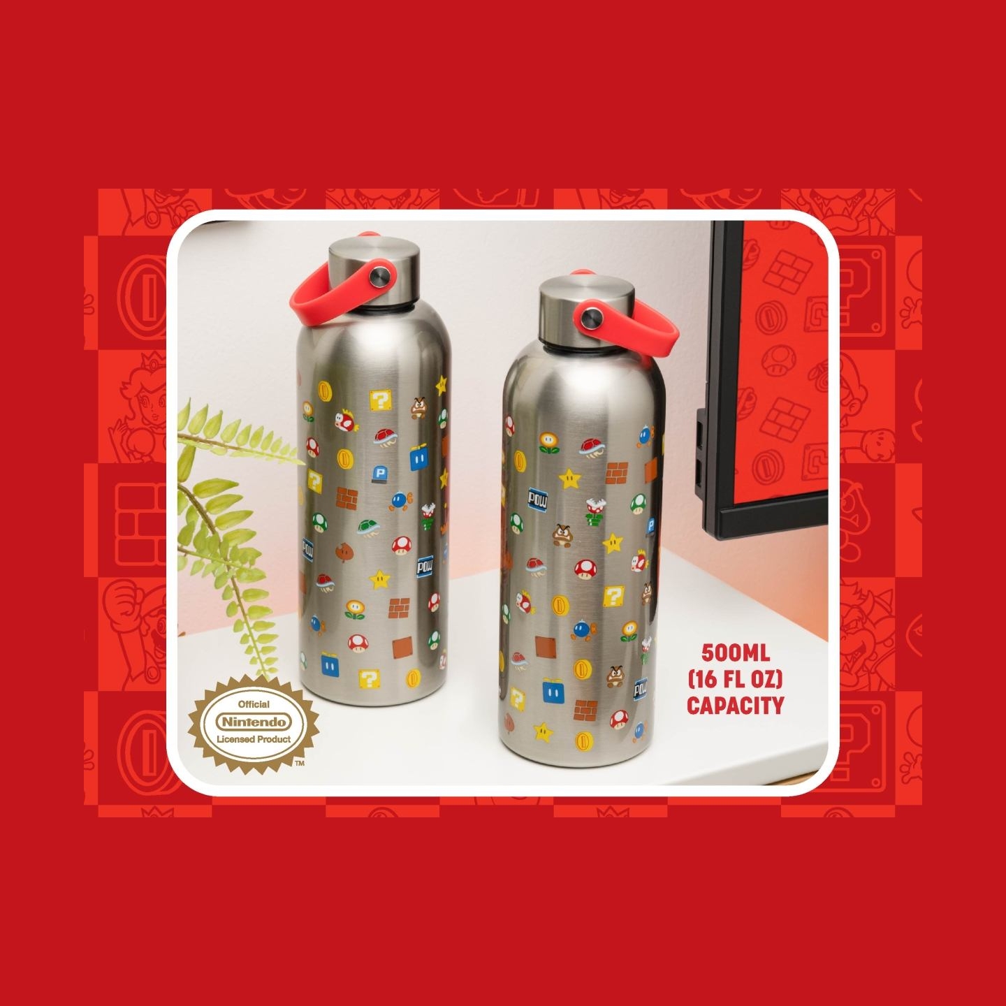Paladone Super Mario Metal Water Bottle whit Carry Loop