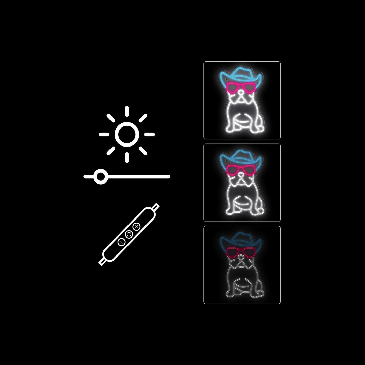 Manta SNL114MT Style Neon Lights BULDOG  WITH GLASSES