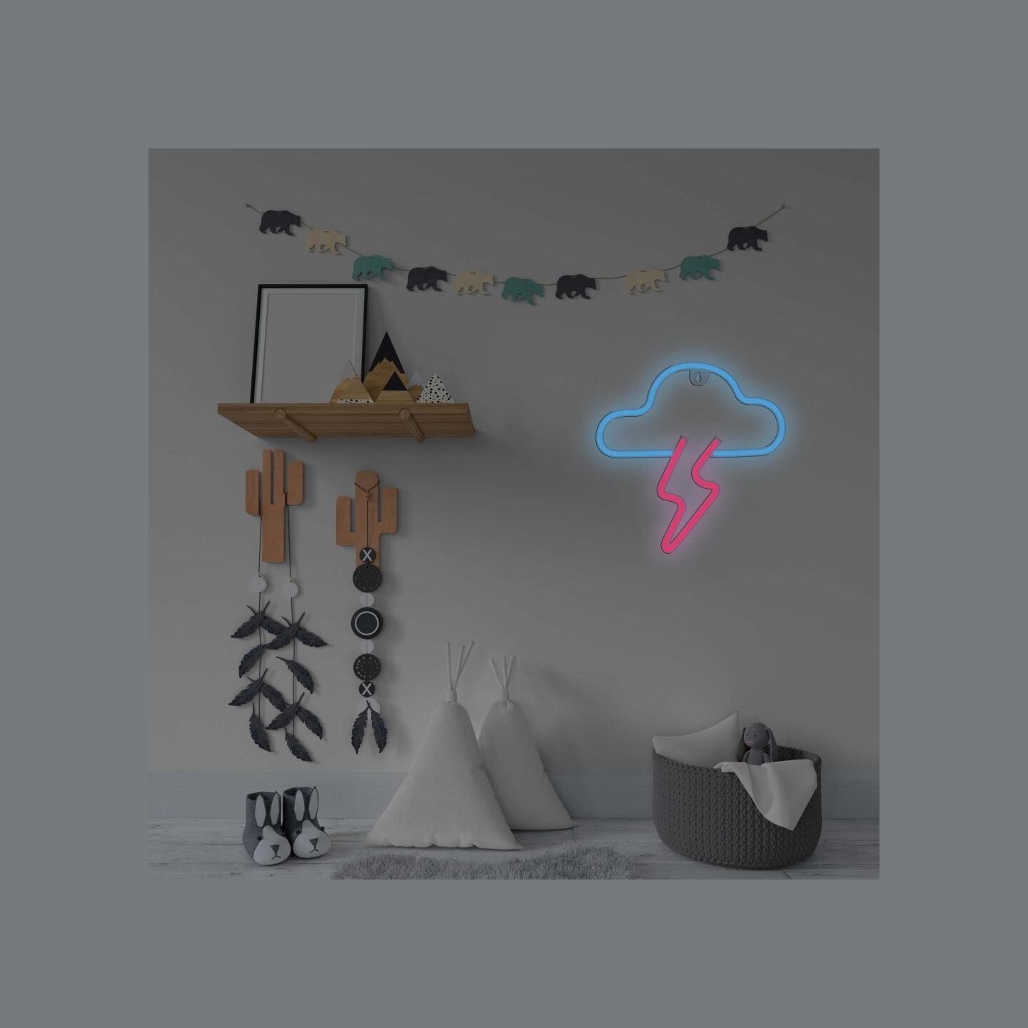 Manta SNL71BL Style Neon Lights CLOUD WITH LIGHTNING Blue-Pink