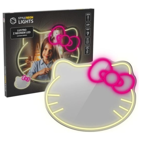 Manta MASNL129WH  Style Neon Lights Cat With A Bow LED Neon Mirror