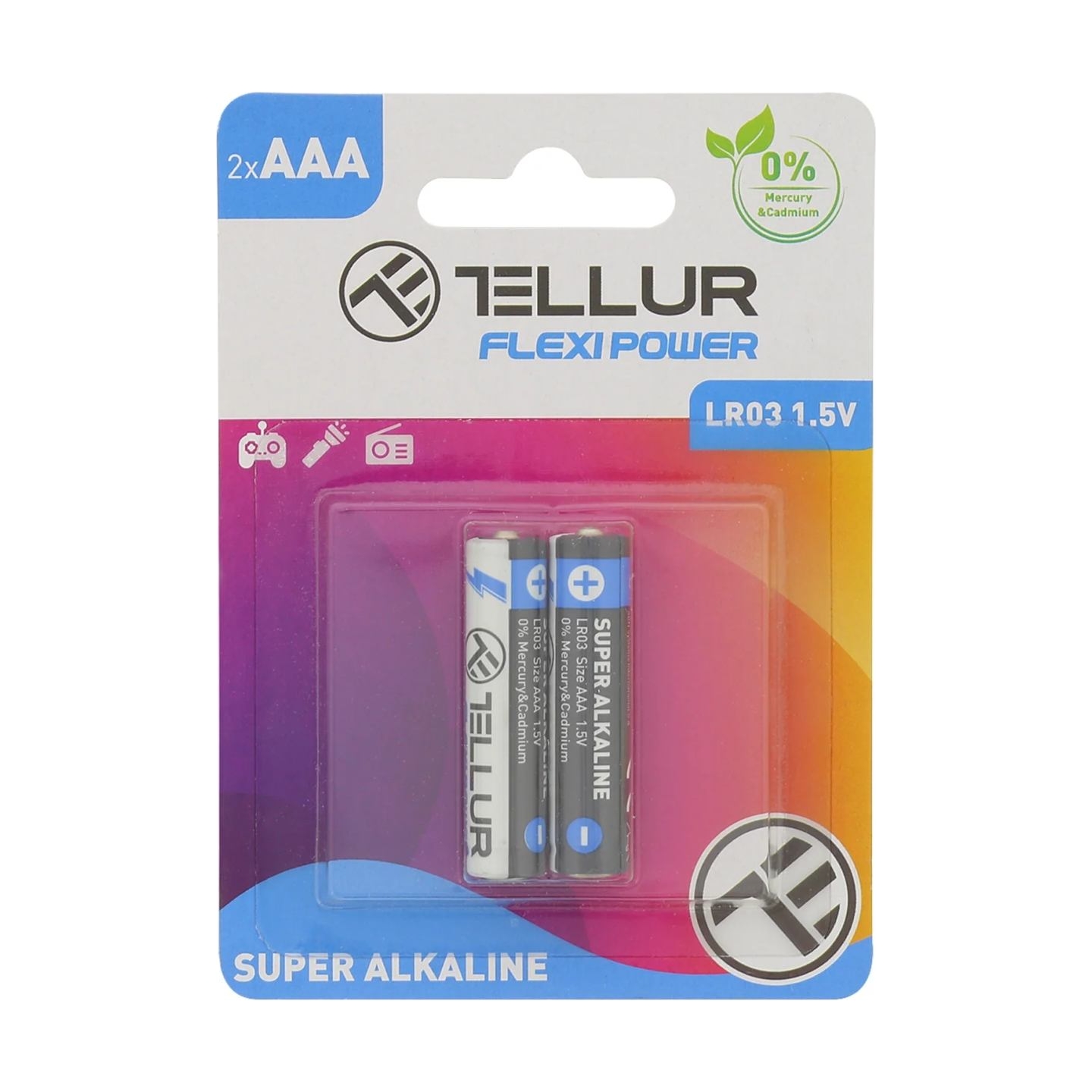 Tellur Flexi Power battery, Super Alkaline, AAA LR03, 1.5V, 2 pcs/set