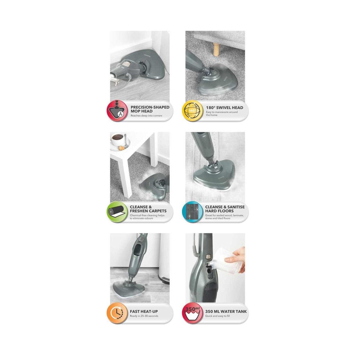 Beldray BEL01986VDER Clean and Refresh Steam Cleaner