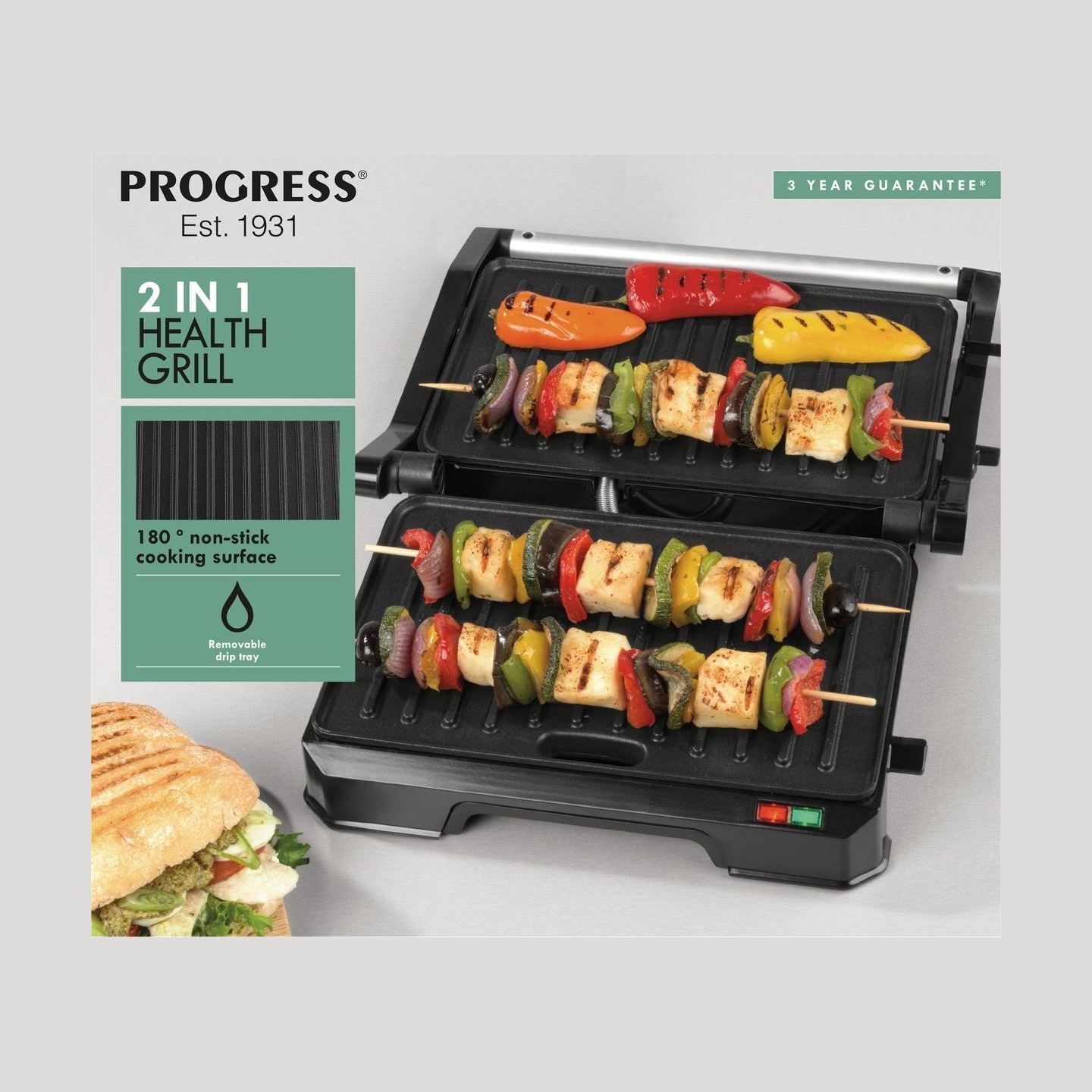 Progress EK5854PVDE 2-in-1 Health Grill