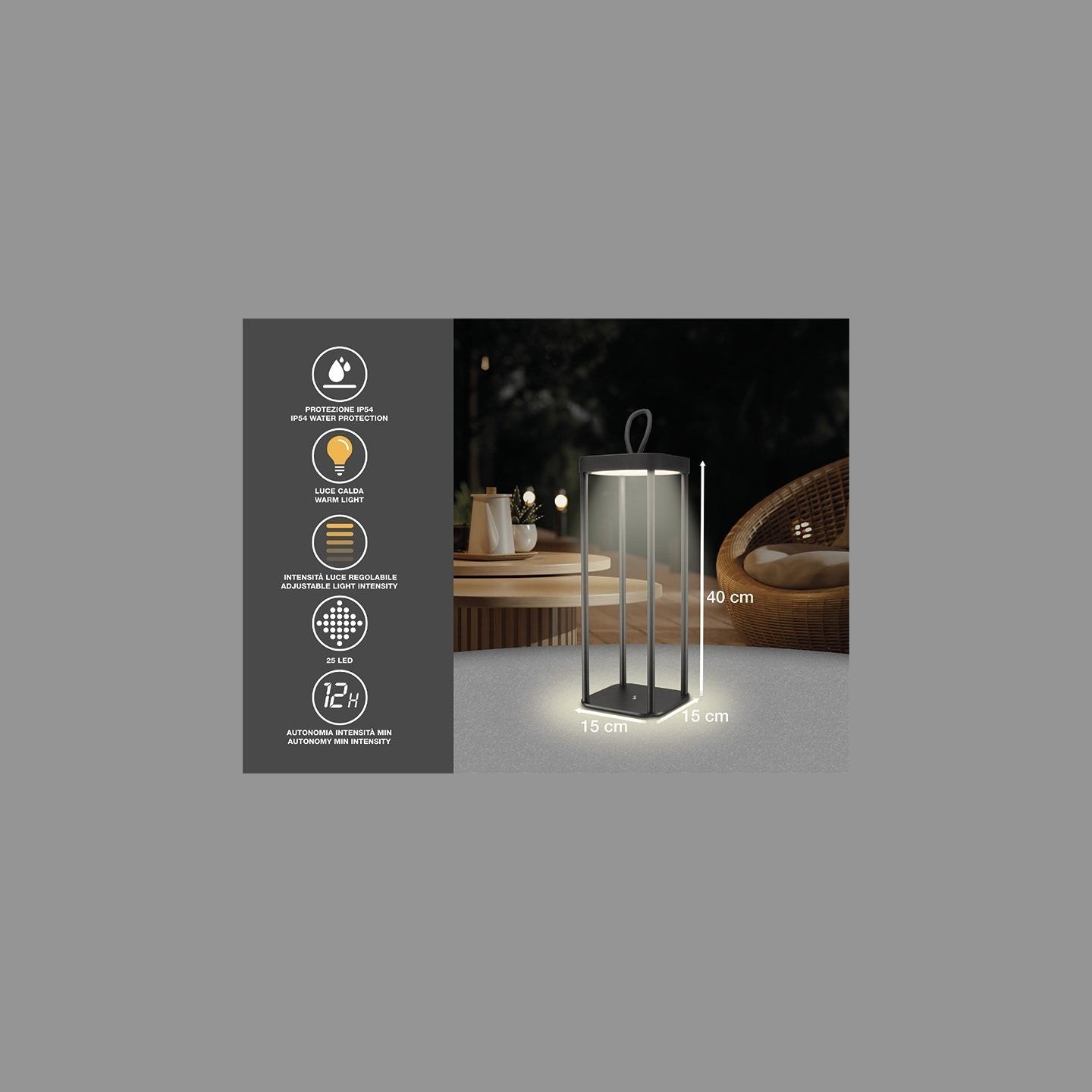 Beper P207ILI100 Rechargeable Lantern Black