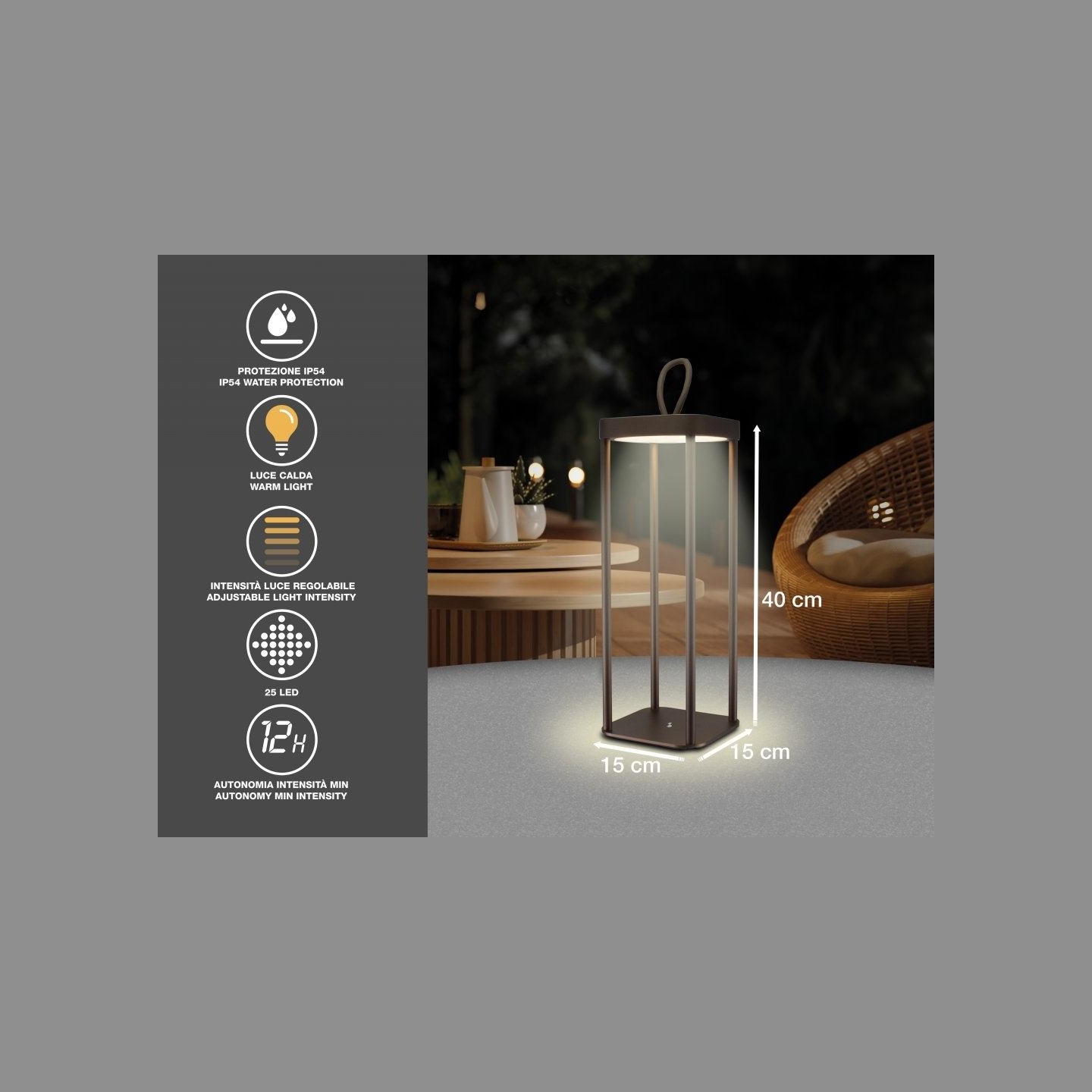 Beper P207ILI102 Rechargeable Lantern Corten