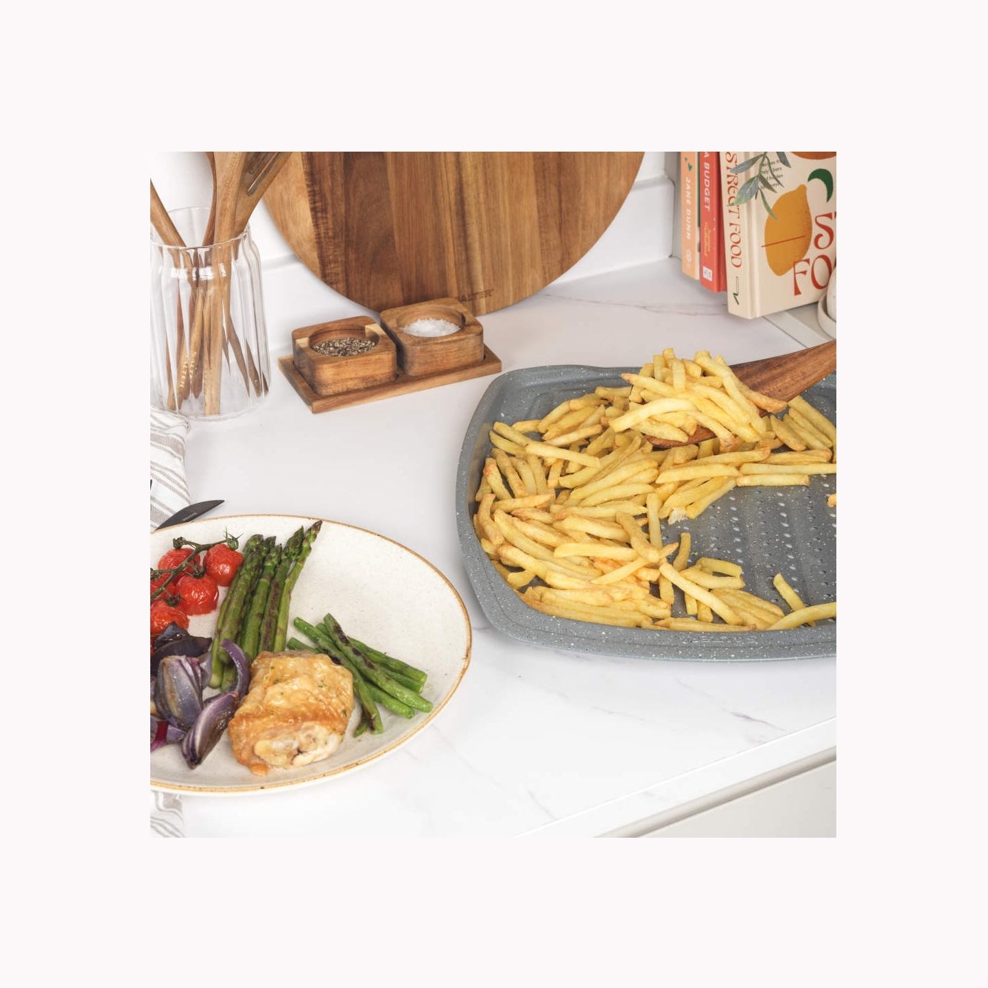 Salter BW08473G1EU7 Marblestone 38cm Chip Tray