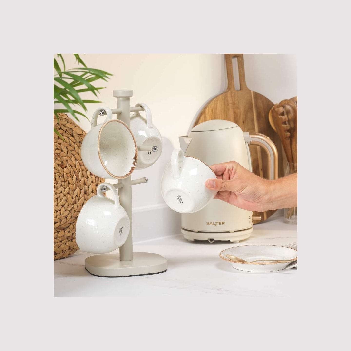 Salter BW14448O Pebble Mug Tree, Beige