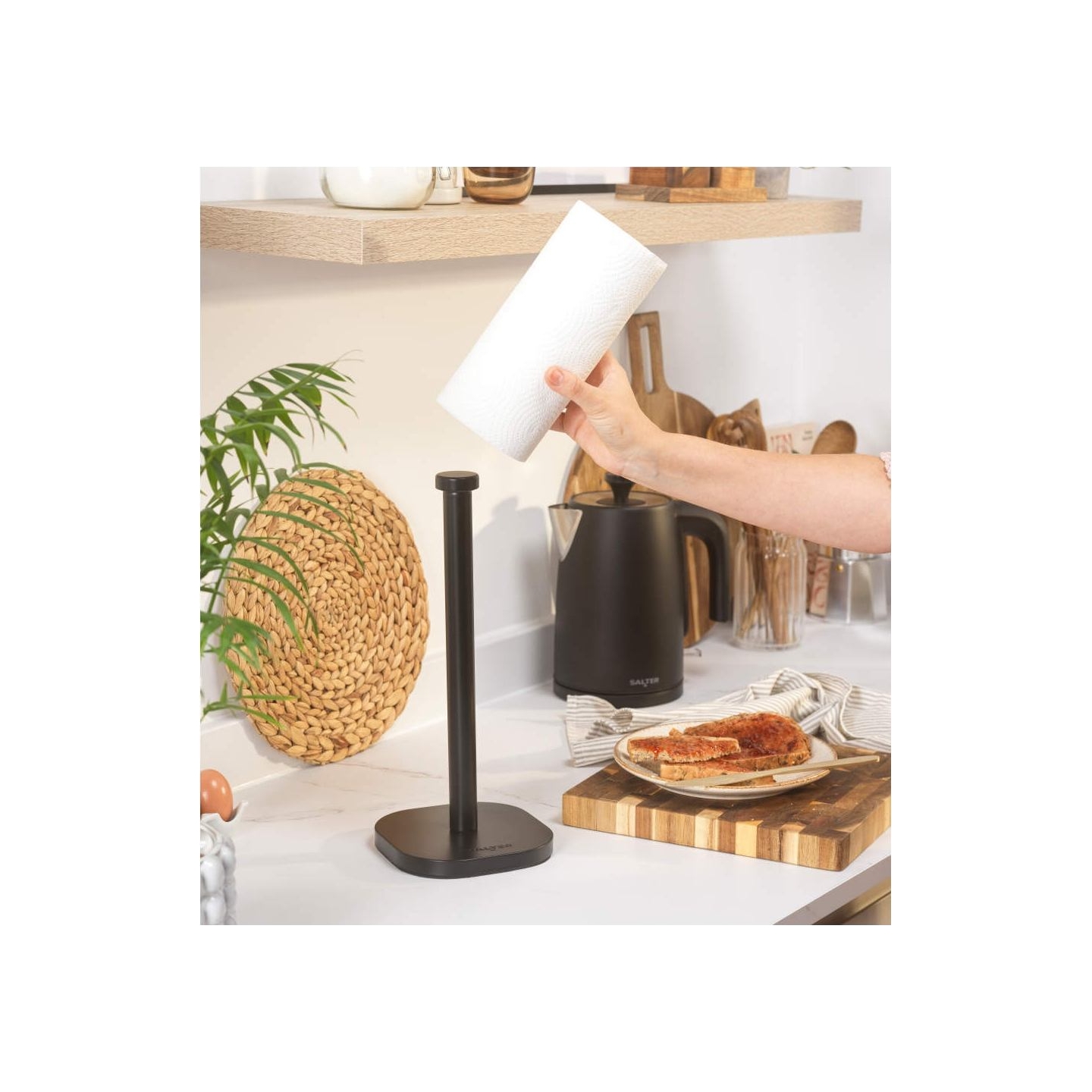 Salter BW14445 Kuro Kitchen Roll Holder, Black